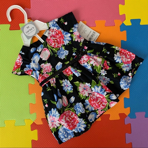 Carter's Other - Carters baby girl floral satin dress NWT